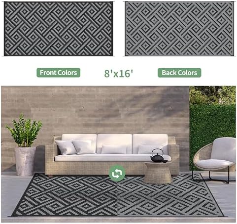 GENIMO Outdoor Rug, Waterproof Plastic Rugs 8'x16' - Image 2