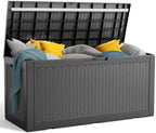 PatioZen 100 Gallon Deck Box Lockable Waterproof Outdoor Storage Black by OutdoorLivingPerfected