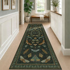 Dark Green 3x10 Extra Long Runner Rugs by HazoHaus