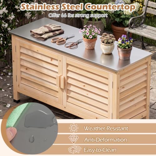Tangkula Wood Outdoor Storage Cabinet - Image 4