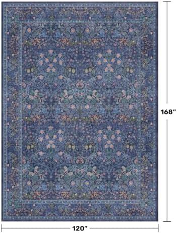 Washable Dark Blue Rug for Living Room - Image 2