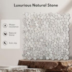 Lovdeco White Pebble Tile Shower Floor, Mosaic Pebble Backsplash - Image 4