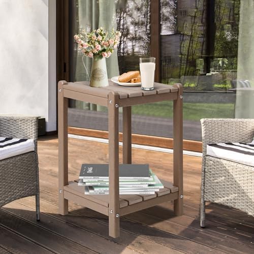 LZRS 24" Double Adirondack Outdoor Side Table, Pool Composite Patio Table - Image 4