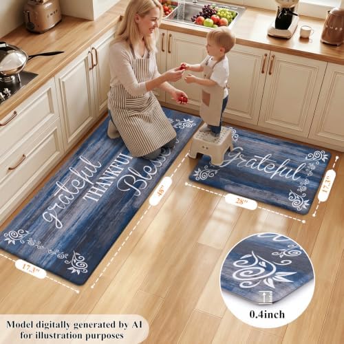HEBE Anti Fatigue Kitchen Mat Set of 2, Cushioned Kitchen Mats - Image 2