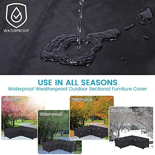 Patio Sectional Sofa Cover Outdoor Waterproof Windproof 85" X 85" V-Shaped - Image 3