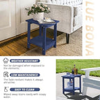 LUE BONA Outdoor Side Table, 2-Tier HDPS Small Patio Table - Image 6