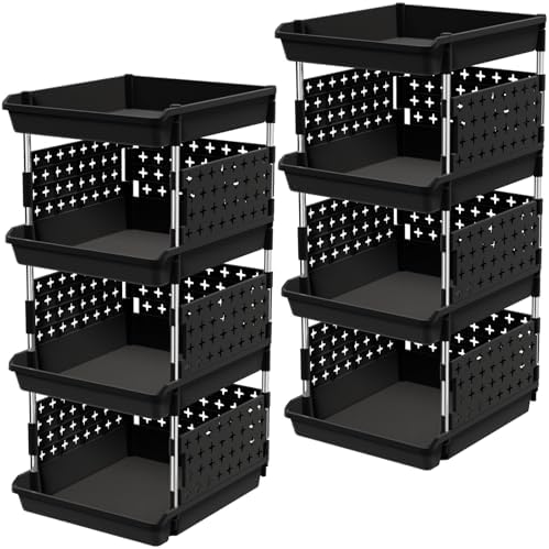 Lifewit 4 Tier Plastic Stackable Storage Baskets by Lifewit