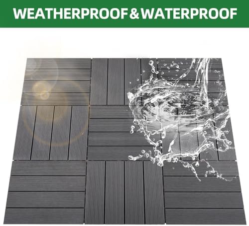 8.7 sq. ft DIY Wood-Plastic Composite Deck Tiles, Interlocking Outdoor Flooring - Image 3