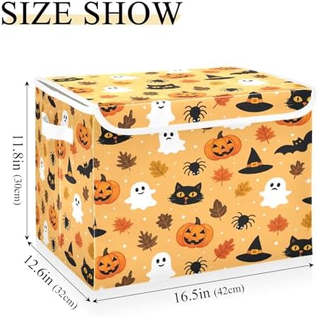 Bolaz Storage Bins with Lids and Handles, Halloween Seamless Pattern Design - Image 3