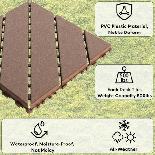 44 Pack Plastic Interlocking Patio Deck Tiles Waterproof All Weather - Image 6