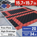 Japard Garage Floor Tiles, 20 Pack Interlocking Flooring Drainage 15.7 x 15.7 - Image 2