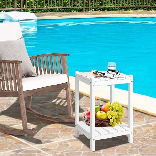 LZRS 24" Double Adirondack Outdoor Side Table, Pool Composite Patio Table - Image 5