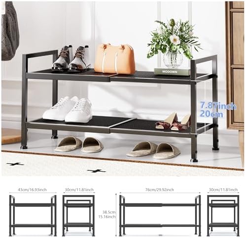 Expandable Shoe Rack for Closet, 2-Tier Shoe Storage - Image 3