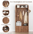 Narrow Hall Tree with Bench and Shoe Storage, Arched Mudroom Bench with Storage - Image 4