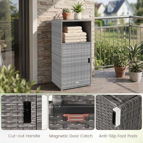 Tangkula Rattan Outdoor Storage Cabinet - Image 5