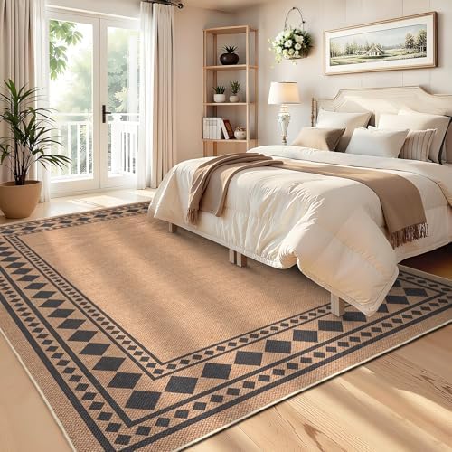 GarveeHome Solid Bordered Easy Jute Rug 5x7 Washable Jute Rugs - Image 3