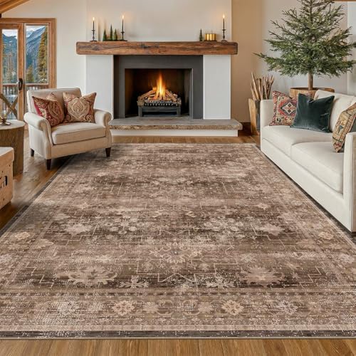 Hazo Haus Boho Taupe Brown 5x7 Living Room Rug by HazoHaus
