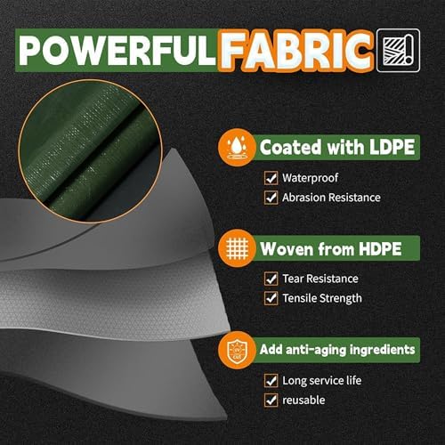 RAINDEWAY 6x12 Feet Tarps Heavy Duty Waterproof 10.5 Mil Outdoor Small Tarp - Image 3