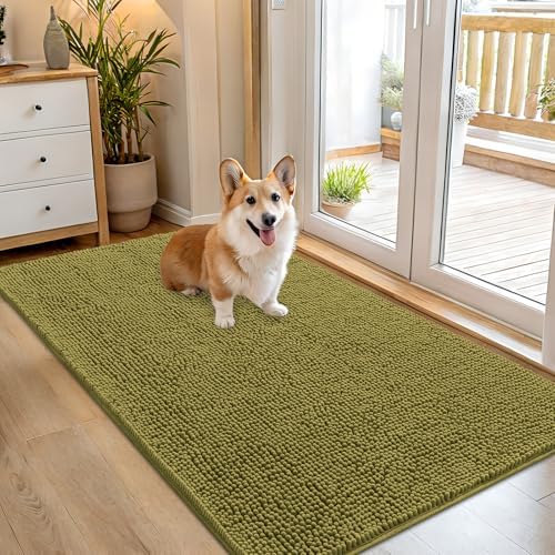 OLANLY Dog Door Mat for Muddy Paws 54x32, Super Absorbent Chenille Mud Mat by OLANLY
