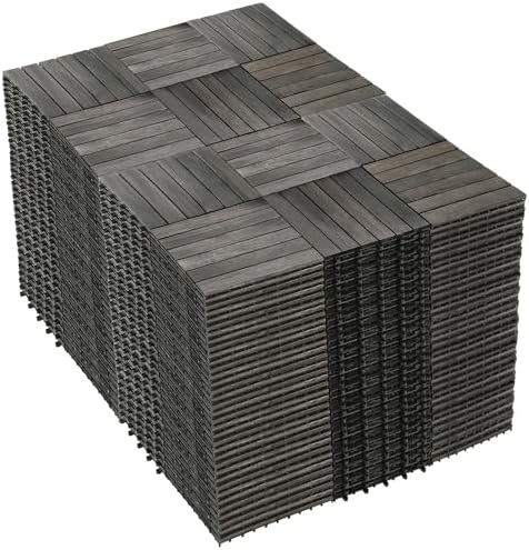 PrimeZone 432 PCS Solid Acacia Wood Interlocking Patio Deck Tiles Outdoor by PrimeZone