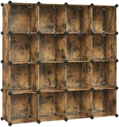 SONGMICS 16 Cube Storage Organizer，Plastic stackable cube shelf by SONGMICSbySONGMICSHOME