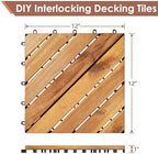 PrimeZone 27 PCS Solid Acacia Wood Interlocking Patio Deck Tiles Outdoor - Image 2