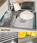 Tomorotec Roll Up Dish Drying Rack Over Sink, 304 Steel - Image 2