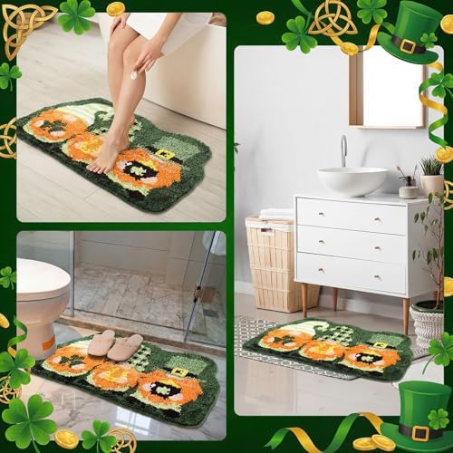 Capoda Green St. Patrick's Day Bathroom Rug 20 x 31.5 Inch Gnome Shamrock - Image 4
