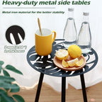 2-Pack Small Metal Side Tables Outdoor Patio Round Accent Table Modern Indoor - Image 4