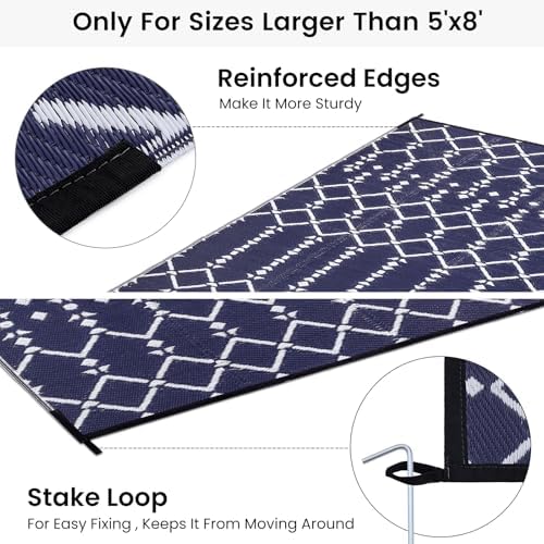 Smiry Outdoor Rug 6x9 ft Waterproof Reversible Boho Mat - Image 4