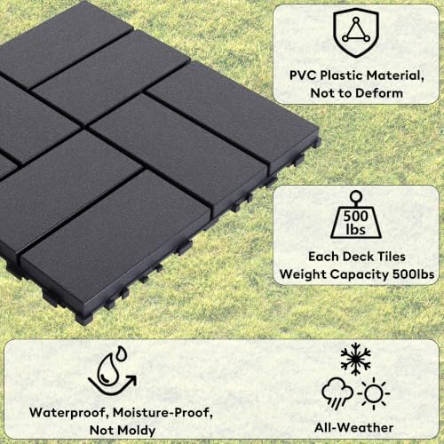 44 Pack Plastic Interlocking Patio Deck Tiles Waterproof All Weather - Image 5