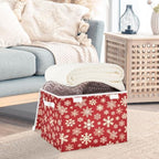 Bolaz Red Background with Gold Snowflakes Pattern Storage Bins with Lids and - Image 5