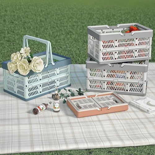 Plastic Storage Crate - 20L Collapsible Crate Stacking Folding Storage Basket - - Image 4