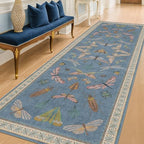 Washable Blue Insect Runner Rug 2'6''x12' - Image 3
