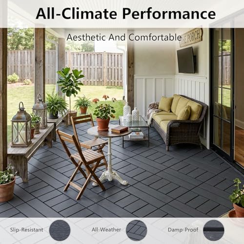 44 Interlocking Deck Tiles, 12x12 Plastic Patio Tiles - Image 7