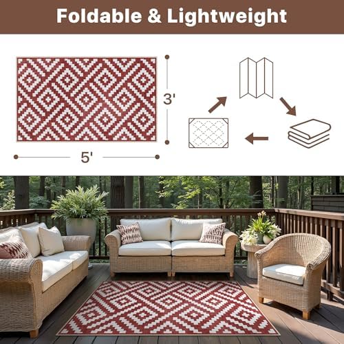 GENIMO Outdoor Rug 3'x5' Waterproof - Image 2