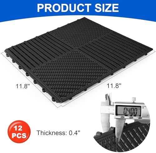 MYFAMIREA Modular Interlocking Cushion 12 Pack 11.8" x 11.8" Rubber Floor Tiles - Image 2