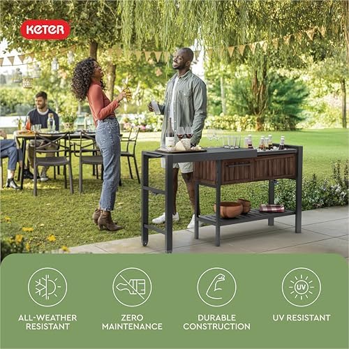 Keter Extendable Outdoor Bar Cart - Image 5