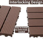 Plastic Interlocking Deck Tiles, 12x12 Inches Waterproof Outdoor Patio Flooring - Image 5