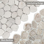 Lovdeco White Pebble Tile Shower Floor, Mosaic Pebble Backsplash - Image 6