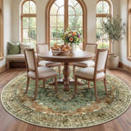 RELEANY Washable Area Rug, Round 7ft, Brick/Brown/Green by RELEANY