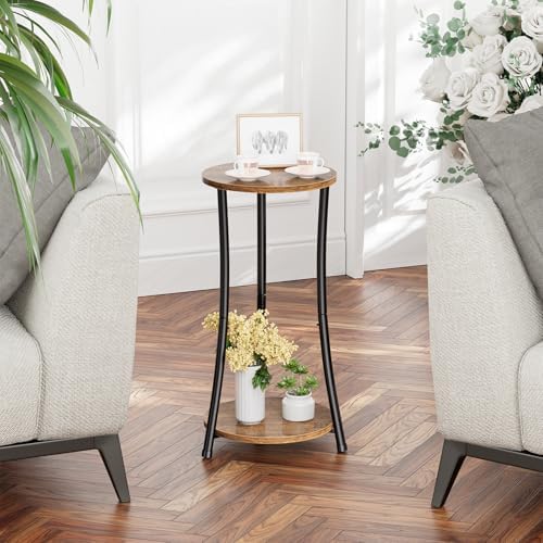 Simple Trending Round Side Table, 2 Tiers End Table - Image 5