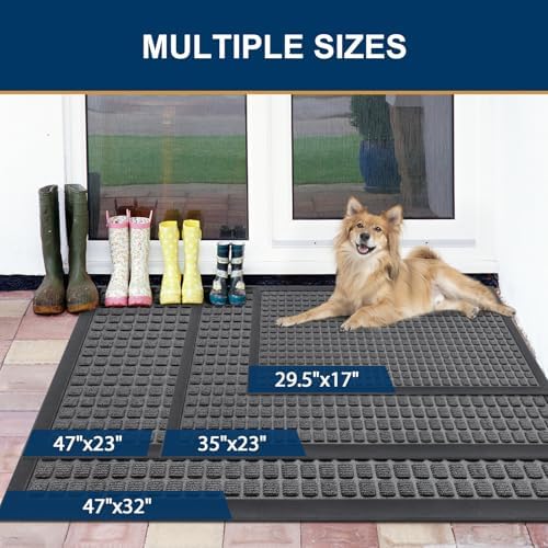 Smiry Front Door Mat Outside Entrance, Natural Rubber Doormat, 71x23 Inch - Image 6