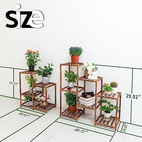 Uneedem Plant Stand Indoor Outdoor, 10 Tiered Plant Shelf Wood Plant Rack - Image 5