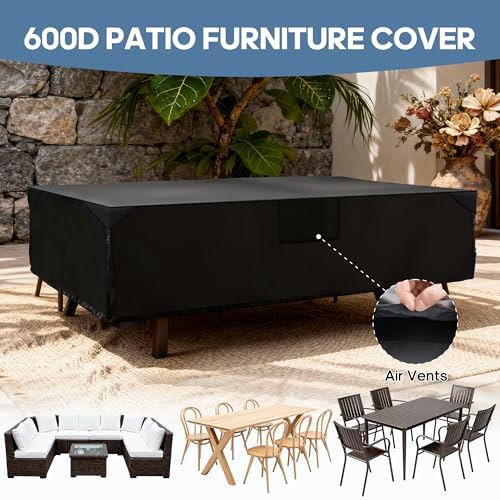 DUMOS Rectangular Outdoor Furniture Cover, Matte Black - Image 6
