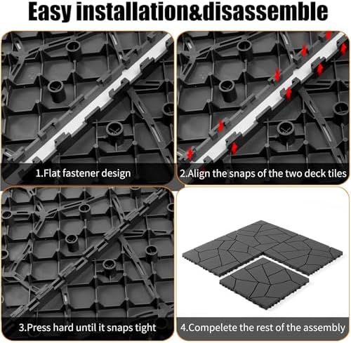 44 Pack Interlocking Deck Tiles, All-Weather Outdoor Deck Tiles - Image 4