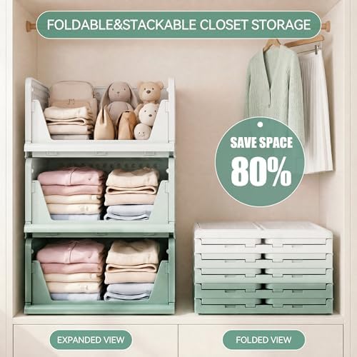 Pinkpum Green Boy Closet Organizers and Storage Stackable Plastic Drawer Basket - Image 4