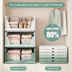 Pinkpum Green Boy Closet Organizers and Storage Stackable Plastic Drawer Basket - Image 4