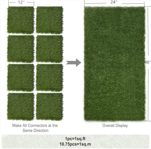 Artificial Grass Turf Tile 12"x12" Synthetic Turf Grass Self-Draining - Image 4