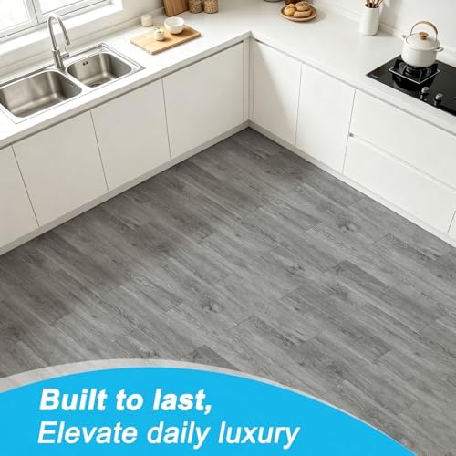 Art3d Click-Lock Wood SPC Floor Planks, 24 x 6 Inch, Ash Brown - Image 3